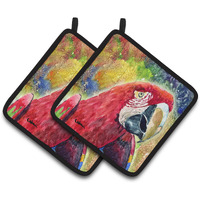 "Caroline's Treasures 8607PTHD Bird ""Parrot"" Pot Holders (1 Pair), 7.5"" x 7.5"", Multicolor"