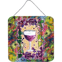 "Caroline's Treasures 8616DS66 Wine Aluminum Metal Wall or Door Hanging Prints, 6 x 6"", Multicolor"