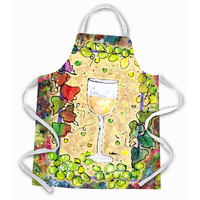 "Caroline's Treasures 8617APRON White Grapes and Wine Apron, Large, Multicolor"