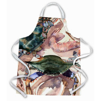 "Caroline's Treasures 8618APRON Oysters, Shrimp and Crabs Apron, Large, Multicolor"