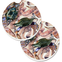 "Caroline's Treasures Crab Set of 2 Cup Holder Car Coasters 8618CARC, 2.56, Multicolor"