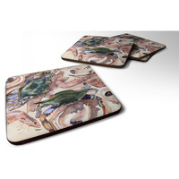 "Caroline's Treasures 8618FC Crab Foam Coasters (Set of 4), 3.5"" H x 3.5"" W, Multicolor"