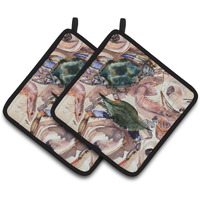 "Caroline's Treasures Crab Pair of Pot Holders 8618PTHD, 7.5HX7.5W, Multicolor"