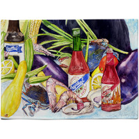 "Caroline's Treasures 8637PLMT Crystal Hot Sauce With Seafood Fabric Placemat, Multicolor"