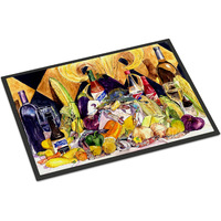 "Caroline's Treasures 8638JMAT Crystal Hot Sauce with Fleur De Lis and Wine Indoor or Outdoor Mat, 24 x 36"", Multicolor"