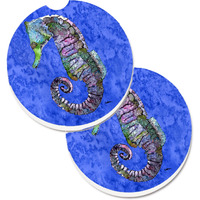 "Caroline's Treasures Seahorse Set of 2 Cup Holder Car Coasters 8639CARC, 2.56, Multicolor"