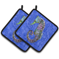 "Caroline's Treasures Seahorse Pair of Pot Holders 8639PTHD, 7.5HX7.5W, Multicolor"