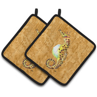"Caroline's Treasures Seahorse Pair of Pot Holders 8640PTHD, 7.5HX7.5W, Multicolor"