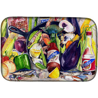 "Caroline's Treasures Camellia Beans and Black Skillet Dish Drying Mat, 14"" x 21"", Multicolor"
