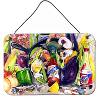 "Caroline's Treasures 8641DS812 Crystal Hot Sauce with Camellia Beans and Black Skillet Wall or Door Hanging Prints, 8 x 12"", Multicolor"