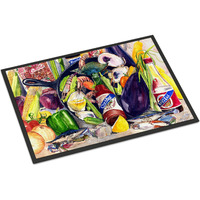 "Caroline's Treasures 8641MAT Crystal Hot Sauce with Camellia Beans and Black Skillet Indoor or Outdoor Mat, 18 x 27"", Multicolor"