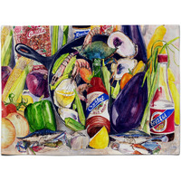 "Caroline's Treasures 8641PLMT Crystal Hot Sauce With Camellia Beans And Black Skillet Fabric Placemat, Multicolor"
