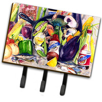 "Caroline's Treasures 8641TH68 Crystal Hot Sauce with Camellia Beans and Black Skillet Leash or Key Holder, Large, Multicolor"