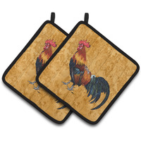 "Caroline's Treasures Rooster Pair of Pot Holders 8651PTHD, 7.5HX7.5W, Multicolor"