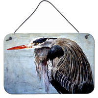 "Caroline's Treasures Blue Heron Indoor Aluminum Metal Wall or Door Hanging Prints, 8 x 12"", Multicolor"