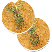"Caroline's Treasures Pineapple Set of 2 Cup Holder Car Coasters 8654CARC, 2.56, Multicolor"
