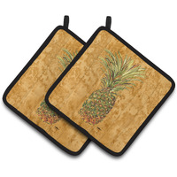 "Caroline's Treasures Pineapple Pair of Pot Holders 8654PTHD, 7.5HX7.5W, Multicolor"