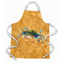 "Caroline's Treasures 8655APRON Blue Crab on Gold Apron, Large, Multicolor"