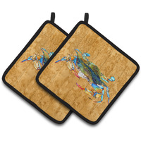 "Caroline's Treasures 8655PTHD Crab Pot Holders (1 Pair), 7.5"" x 7.5"", Multicolor"