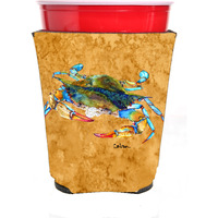 Crab on gold Red Solo Cup Beverage Insulator Hugger