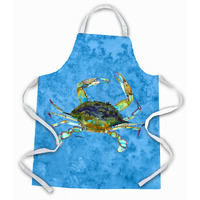 "Caroline's Treasures 8656APRON Blue Crab on Blue Apron, Large, Multicolor"