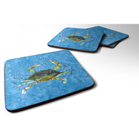 "Caroline's Treasures 8656FC Crab Foam Coasters (Set of 4), 3.5"" H x 3.5"" W, Multicolor"