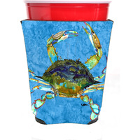 Crab on blue Red Solo Cup Beverage Insulator Hugger