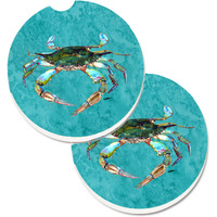 "Caroline's Treasures Crab Set of 2 Cup Holder Car Coasters 8657CARC, 2.56, Multicolor"
