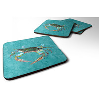 "Caroline's Treasures 8657FC Crab Foam Coasters (Set of 4), 3.5"" H x 3.5"" W, Multicolor"