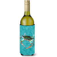 Blue Crab on Teal Wine Bottle Beverage Insulator Beverage Insulator Hugger