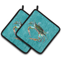 "Caroline's Treasures Crab Pair of Pot Holders 8657PTHD, 7.5HX7.5W, Multicolor"