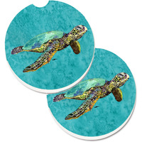 "Caroline's Treasures Turtle Set of 2 Cup Holder Car Coasters 8659CARC, 2.56, Multicolor"