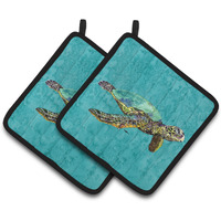 "Caroline's Treasures Turtle Pair of Pot Holders 8659PTHD, 7.5HX7.5W, Multicolor"