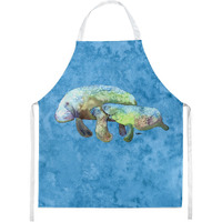 "Caroline's Treasures 8660APRON Manatee Apron, Large, Multicolor"