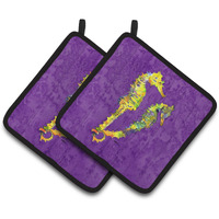 "Caroline's Treasures Seahorse Pair of Pot Holders 8661PTHD, 7.5HX7.5W, Multicolor"