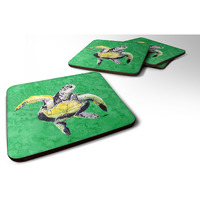 "Caroline's Treasures 8671FC Turtle Foam Coasters (Set of 4), 3.5"" H x 3.5"" W, Multicolor"