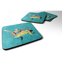 "Caroline's Treasures 8672FC Turtle Foam Coasters (Set of 4), 3.5"" H x 3.5"" W, Multicolor"