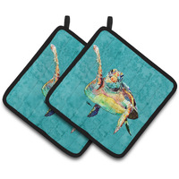 "Caroline's Treasures 8672PTHD Turtle Pot Holders (1 Pair), 7.5"" x 7.5"", Multicolor"