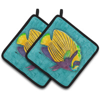 "Caroline's Treasures Tropical Fish Pair of Pot Holders 8674PTHD, 7.5HX7.5W, Multicolor"