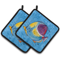"Caroline's Treasures Tropical Fish Pair of Pot Holders 8676PTHD, 7.5HX7.5W, Multicolor"