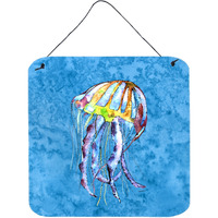 "Caroline's Treasures Jellyfish Aluminum Metal Wall or Door Hanging Prints, 6 x 6"", Multicolor"
