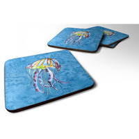 "Caroline's Treasures 8682FC Jellyfish Foam Coasters (Set of 4), 3.5"" H x 3.5"" W, Multicolor"
