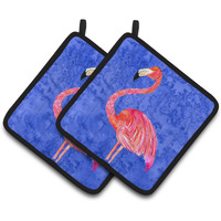 "Caroline's Treasures Flamingo Pair of Pot Holders 8685PTHD, 7.5HX7.5W, Multicolor"