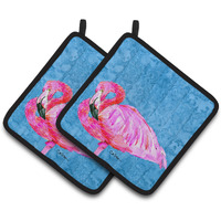 "Caroline's Treasures Flamingo Pair of Pot Holders 8686PTHD, 7.5HX7.5W, Multicolor"