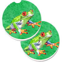 "Caroline's Treasures Frog Set of 2 Cup Holder Car Coasters 8688CARC, 2.56, Multicolor"