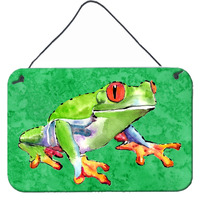 "Caroline's Treasures 8688DS812 Frog Indoor Aluminum Metal Wall or Door Hanging Prints, 8 x 12"", Multicolor"