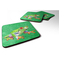 "Caroline's Treasures 8688FC Frog Foam Coasters (Set of 4), 3.5"" H x 3.5"" W, Multicolor"