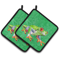 "Caroline's Treasures Frog Pair of Pot Holders 8688PTHD, 7.5HX7.5W, Multicolor"