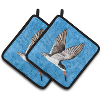 "Caroline's Treasures Bird On Blue Pair of Pot Holders 8692PTHD, 7.5HX7.5W, Multicolor"