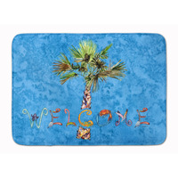 "Caroline's Treasures Welcome Palm Tree on Blue Floor Mat, 19"" x 27"", Multicolor"